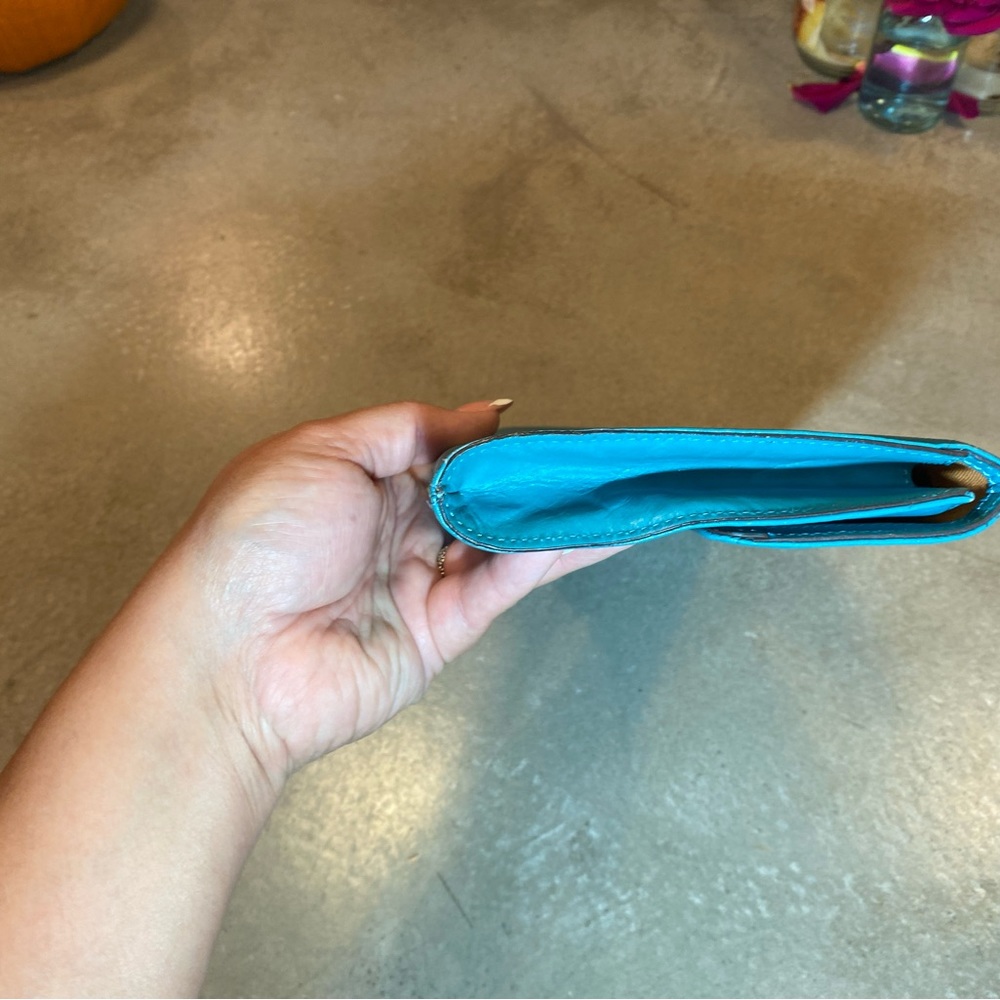 🍄 Hobo The Original Katrina Turquoise Leather Clutch - Picture 7 of 15